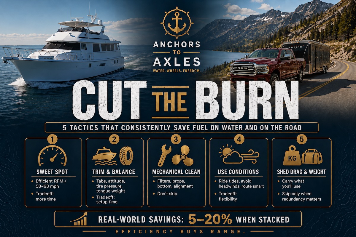 Top 5 fuel-saving tactics that worked on twin diesels and tow rigs, with real-world tradeoffs and when not to bother